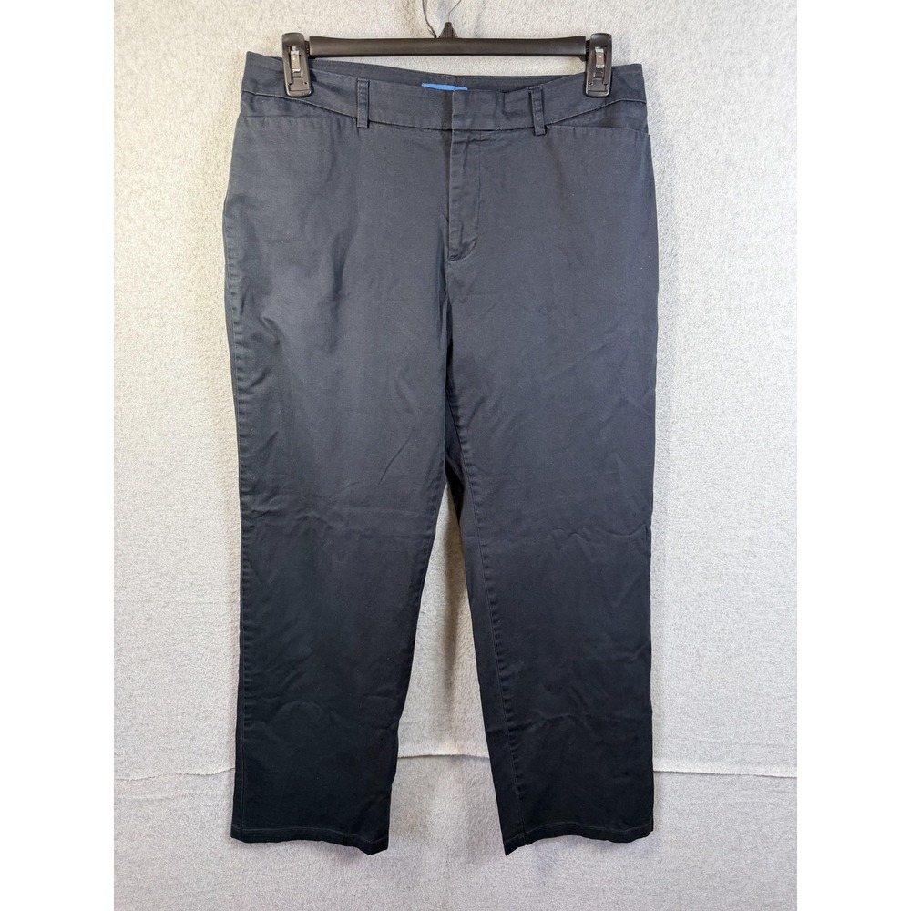 Dockers Metro Pants Womens 14 Navy Blue Chino Twill Stretch Teflon Workwear